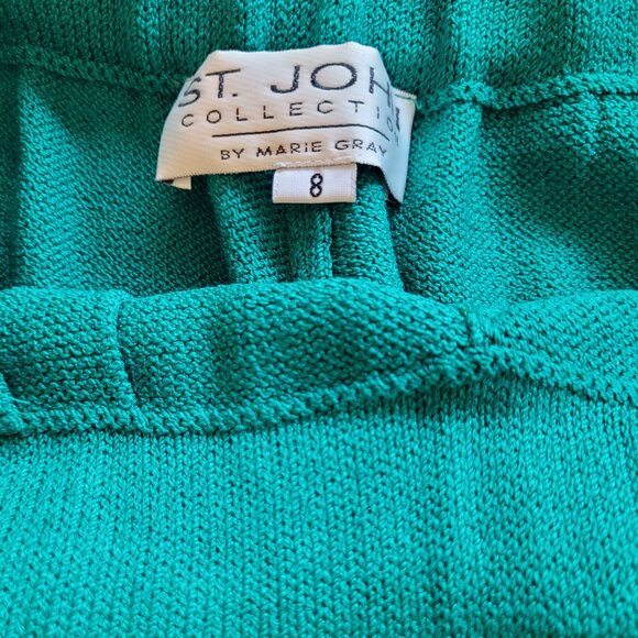 St. John Collection Santana Knit Green Pants Pockets Pleated Front Size 8 - Picture 7 of 9